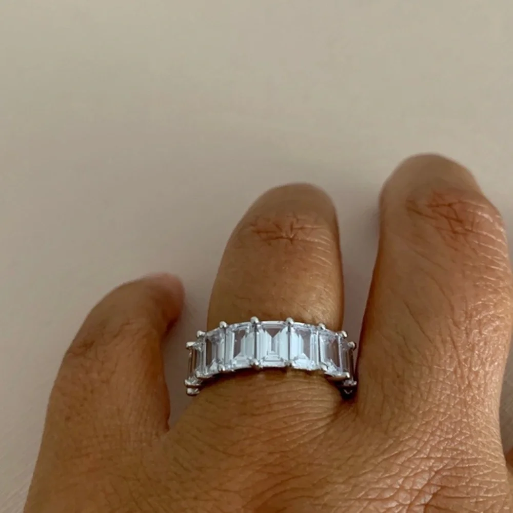 Sphera Milano 18K White Gold Baguette CZ Band Ring